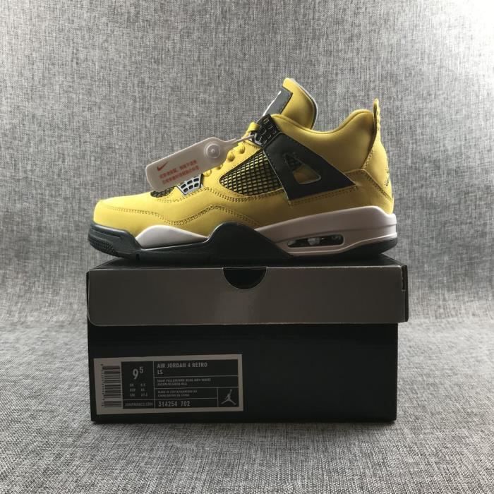 Baskets NIKKE-Airs-Jordann 4 R?�tro mouvement Chaussures Retro Lightning 314254-702 Hommes et 
