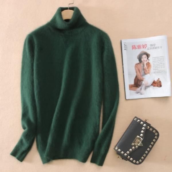 Pull Chaud En Angora/cachemire – Col Roulé, Coupe Ample, Doux Et Moelleux (taille Unique)