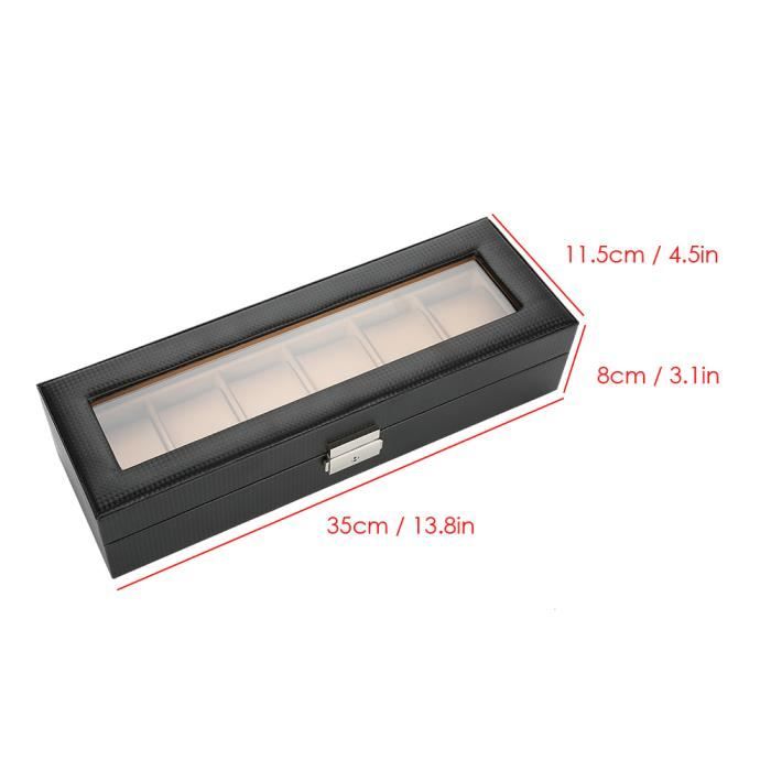 Boîte à Montres 6 Fentes Wnvivi - Présentoir En Cuir PU Noir Doublure Rose, Pour Hommes Et Femmes, Rangement Bijoux - 5