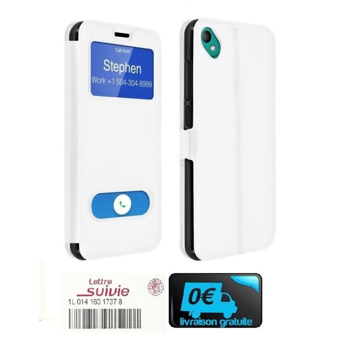 WIKO SUNNY 2 PLUS BLANC ETUI HOUSSE POCHETTE COQUE DOUBLE FENETRE Cdiscount Telephonie