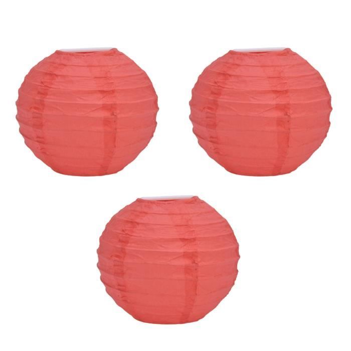 Lot De 3 Lanternes Rondes En Papier Déco Fête - Multicolore - Métal - Taille 10 Cm - Pour Intérieur/Extérieur - 9