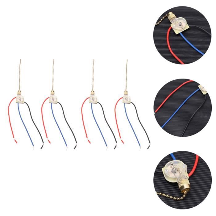 Interrupteur à Chaîne 3 Voies – Pour Applique Murale, Ventilateur Plafond – Chaîne Perles Vintage – Installation Facile