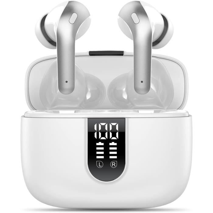 Ecouteurs Bluetooth - RIWILL - Modèle 5.3 - Réduction de Bruit - IP7 Etanche - 40H Autonomie