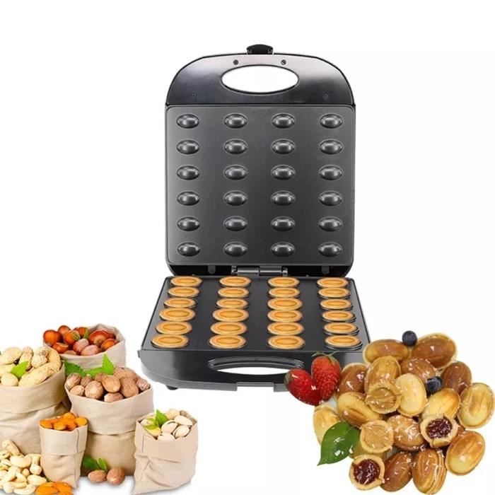 Machine à Gaufres Aux Noix électrique 1400W - 24 Empreintes - Revêtement Antiadhésif - Pour Biscuits Et Pâtisserie Maison