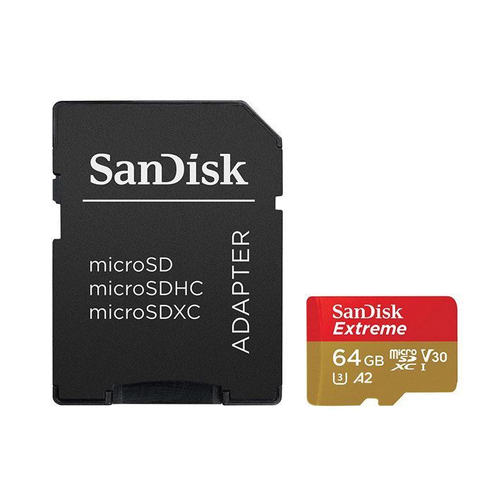 Carte mémoire flash - SANDISK - Extreme Microsdxc 64Gb - Classe de vitesse A2/V30/U3 - Jusquà 160 Mo/s Carte mémoire flash - SANDISK - Extreme Microsdxc 64Gb - Classe de vitesse A2/V30/U3 - Jusquà 160 Mo/s