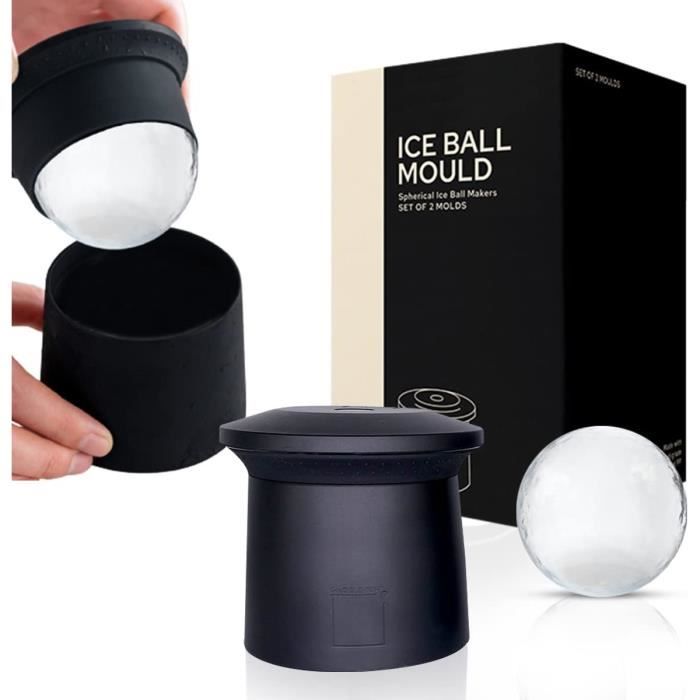 2 Moules à Glaçons Boule/baseball En Silicone - 6 Cavités - Sans BPA - Avec Couvercle Et Entonnoir
