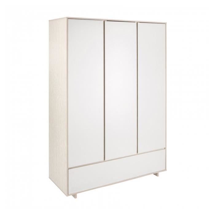 armoire bébé 3 portes capri blanche - schardt - contemporain - design - bois massif - 135x53x192cm