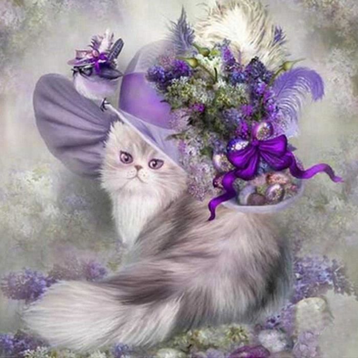 5d Bricolage Diamant Peinture Chat Violet Mademoiselle Broderie Diamant Peinture Murale Point De Croix Peinture Kits Diy Cdiscount Maison