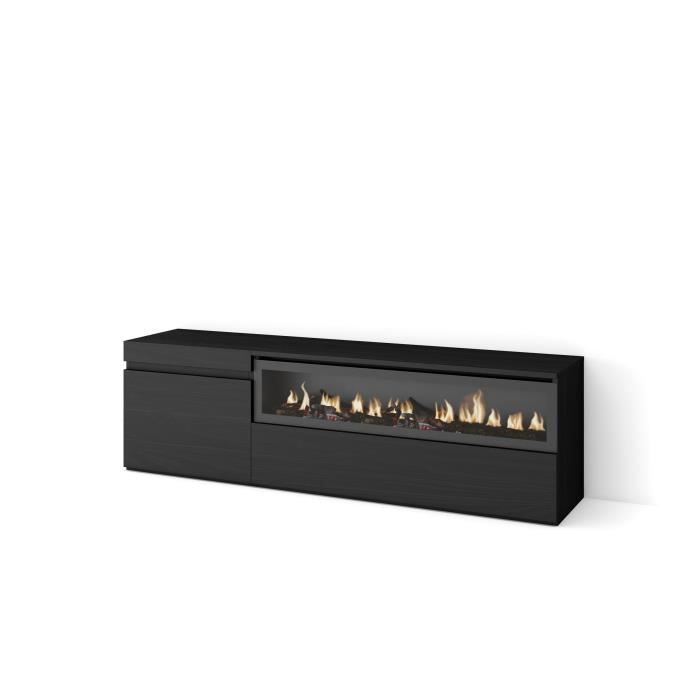 Meuble TV Banc Télé 150x35x45cm Pour les TV jusquà 65 Cheminée électrique Noir RF2484 Meuble TV Banc Télé 150x35x45cm Pour les TV jusquà 65 Cheminée électrique Noir RF2484