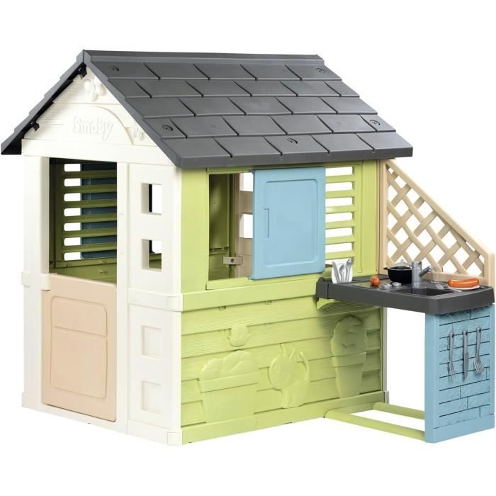 Smoby Life Maison Pretty + Cuisine d'été Plaque Grill et évier 17 accessoires Matière Recyclée Dès