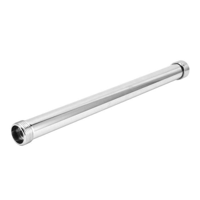 Rallonge de pommeau de douche, extension en acier inoxydable 15 cm avec écrou en cuivre 27 x 24 mm et 4 anneaux d'étanchéité, compatible bras de douche