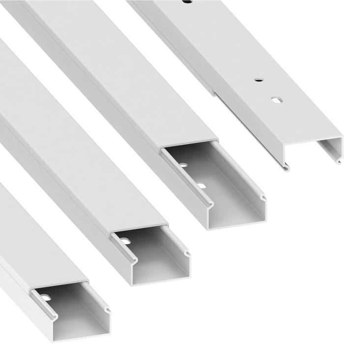 Goulotte Câble PVC Marron 40x60mm - 4 X 1 Mètre - Avec Trous De Fixation - Pour Cacher Les Fils