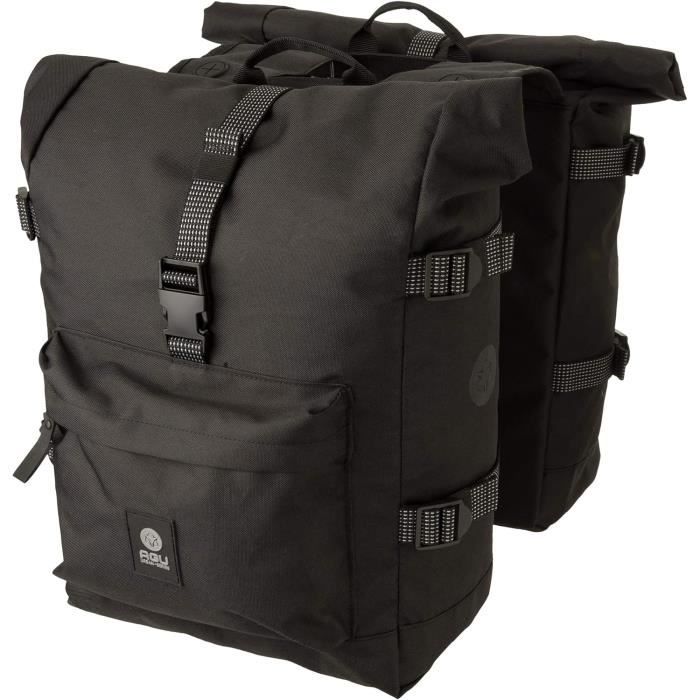 Sacoche Double Vélo Urban H2O ROLL TOP II – Marron, étanche, Marque Agu