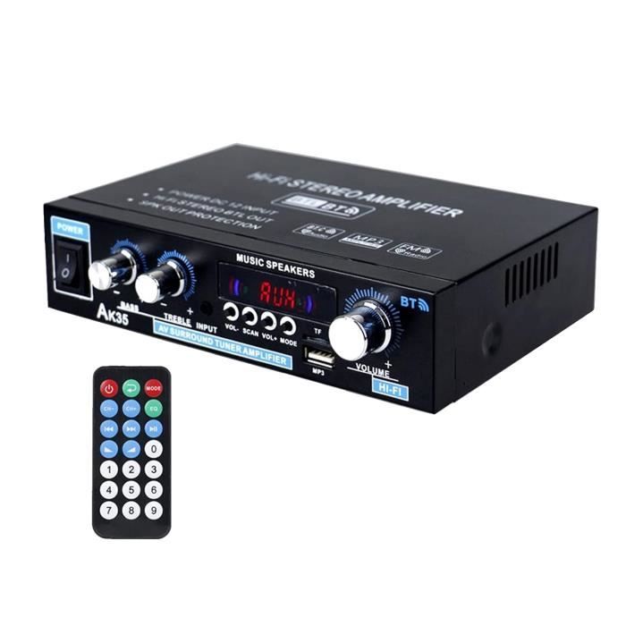 Amplificateur Audio Numérique Mini - Boîtier Aluminium, Réglage Basses/aigus/volume, 2x20W RMS, Entrée 12V
