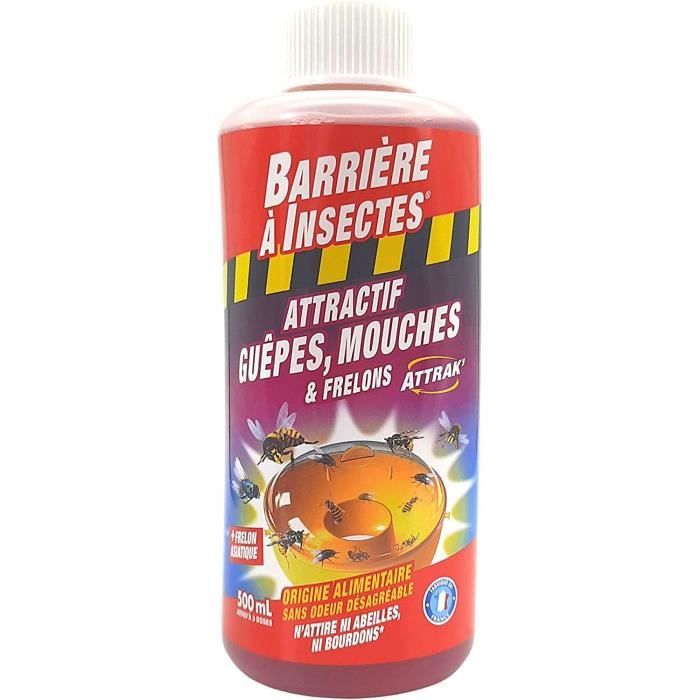 Attractif Piège à Guêpes Et Frelons BARRIERE A INSECTES - 500 ML, Actif 10-12 Jours - Fabriqué En France