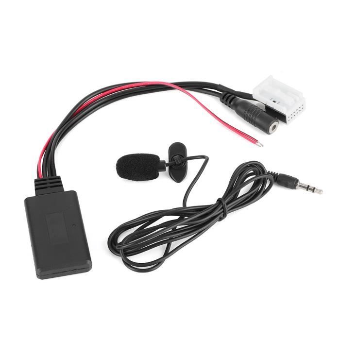 Qiilu Adaptateur De Câble Audio Bluetooth Auxiliaire Remplacement RD4 De L'autoradio 12 Broches Pour C2 C3 C4 C5 C6 C8 Avec Fonction De Musique Bluetooth (avec Micro
