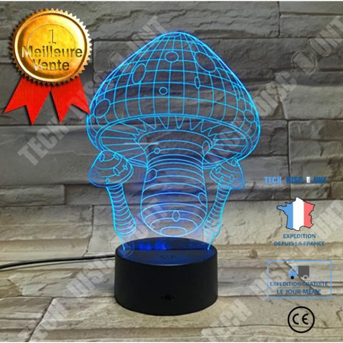 Veilleuse 3D LED Personnage Animé - 16 Couleurs, Interrupteur Tactile - Alimentation USB/piles - Hauteur 18.5 Cm