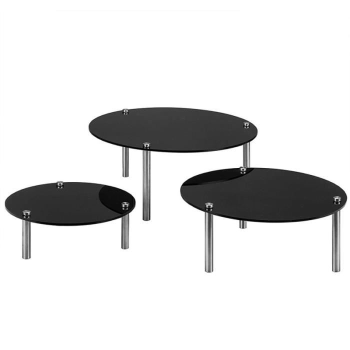 Lot De 3 Présentoirs à Gâteaux Ronds En Acrylique Noir - Tailles 20,3 / 25,4 / 30,5 Cm