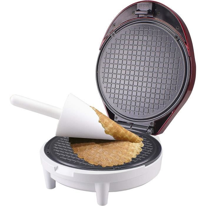 PUDLOR Gaufrier 1200W Pour Cônes Et Cornets – Revêtement Antiadhésif, Thermostat Réglable, Machine à Cornets Fins Et Gaufres Croquantes