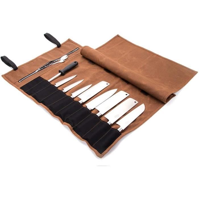 Tinysiry Sac à Couteaux De Chef, Sac En Toile Avec 7 Emplacements, étui étanche, Chef Toile, Rangement Pour Le Camping, La Randonnée, Outil Armée Verte