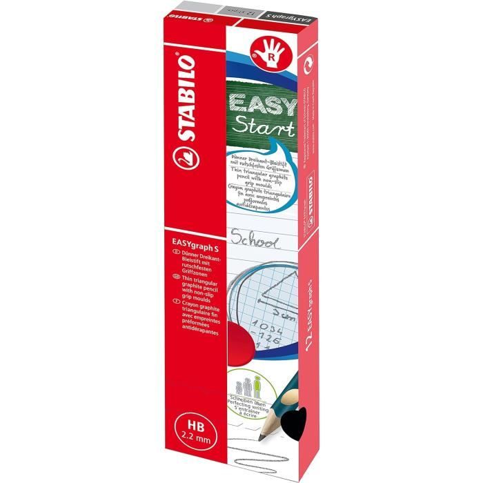 Crayons à Papier Ergonomiques Stabilo EASYgraph - Lot De 6 HB - Version Droitier/gaucher - Forme Triangulaire Antidérapante