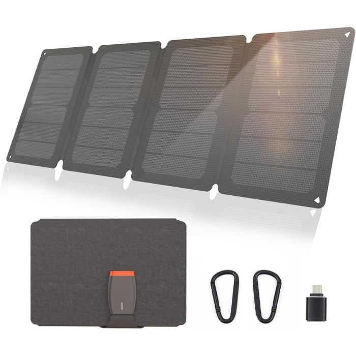 Yinleader Panneau Solaire 30W – Pliable, IP65, USB-C PD3.0 + USB-A QC3.0, 850 G