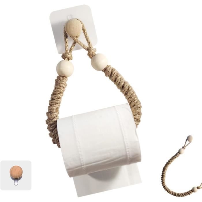 Porte Papier Toilette Sans Perçage En Bois Et Corde Vintage Support Adhesif Deco Salle De Bain Industriel Boho Facile A Installer 90773751