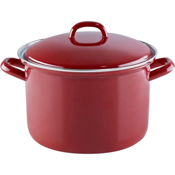 Marmite En Émail 2,5L Avec Couvercle - Antiadhésive, Multifonction - Pour Soupes Et Plats Chauds