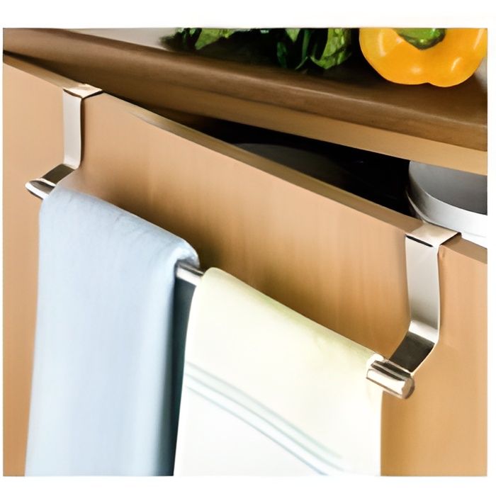 WENKO Porte Torchon cuisine à suspendre téléscopique porte serviette à suspendre à une porte de placard sans perçage Acier inox