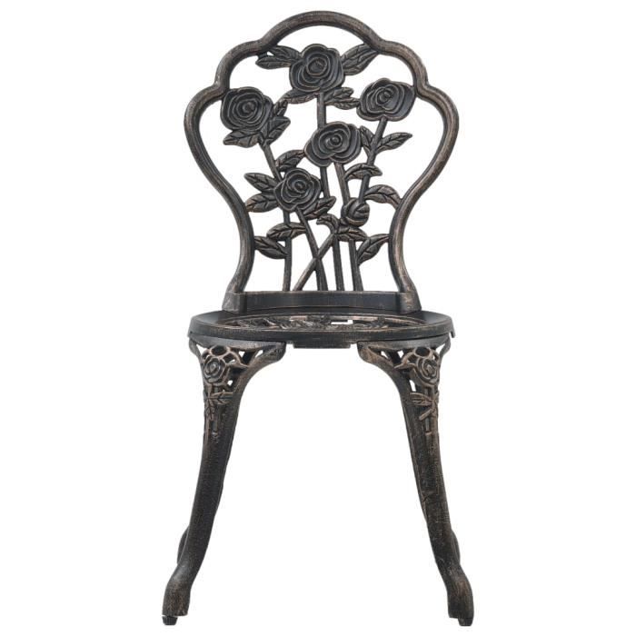 chaises de bistro/chaises de jardin - 2 pcs - bronze - siège et dossier en aluminium coulé et pieds en fonte -41x49x81,5cm