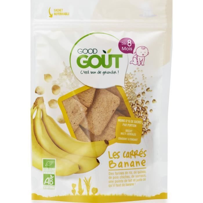 Good Goût Biscuits Carrés Banane +8m Bio 50g
