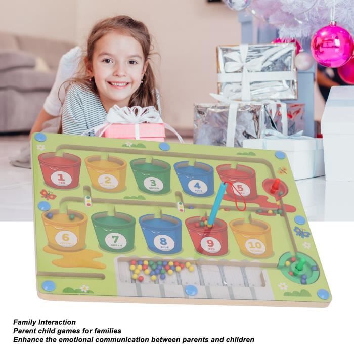 BINGLI Labyrinthe Magnétique de Couleurs et de Chiffres - Jouets pour Tout- Petits de 3 4 5 Ans, Planche de Casse-Tête en Bois pour l'Appariement des Couleurs et le Comptage - Jouets d'Apprentissage
