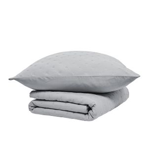 Couvre-lit Piqué 100% Coton Sofia Design - Taille Lit Double 260x280 Cm, Gris, Fabriqué En Italie