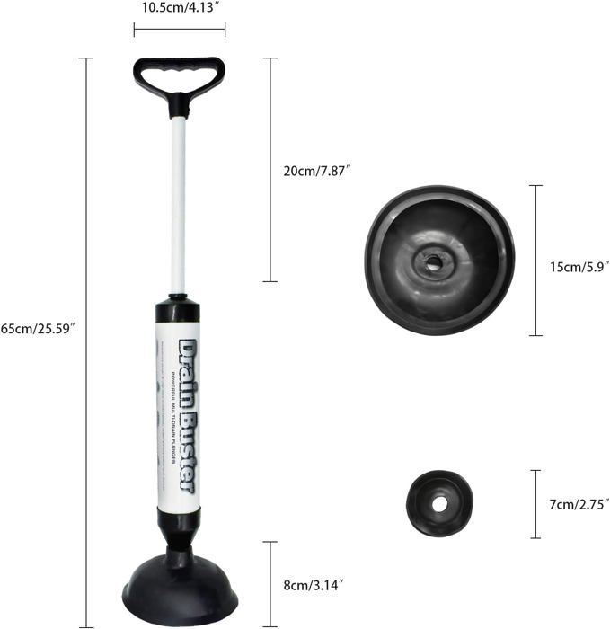 Demason Déboucheur à Ventouse Puissant ABS - 2 Ventouses Pour Toilettes Et Éviers