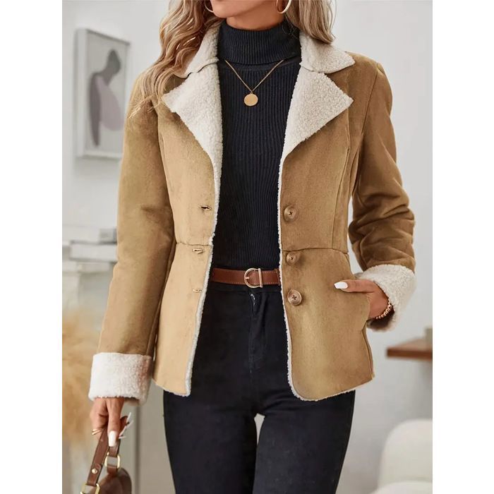 Veste Imitation Daim Femme VITATA Veste Femme Imitation Daim – Col