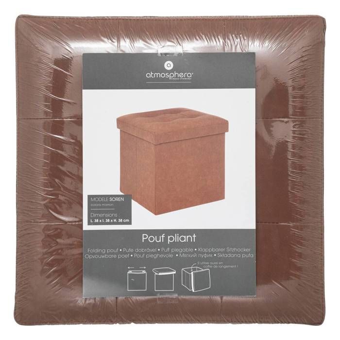 Pouf coffre pliable capitonne Lysandre Atmosphera Couleur Taupe foncé