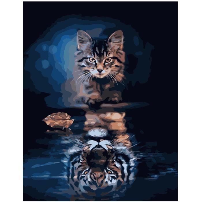 Kit Peinture Par Numéros Chat Roux & Ciel Étoilé – Toile 40,6 X 50,8 Cm, Idéal Débutants Adultes, Peinture Acrylique Avec 3 Pinceaux