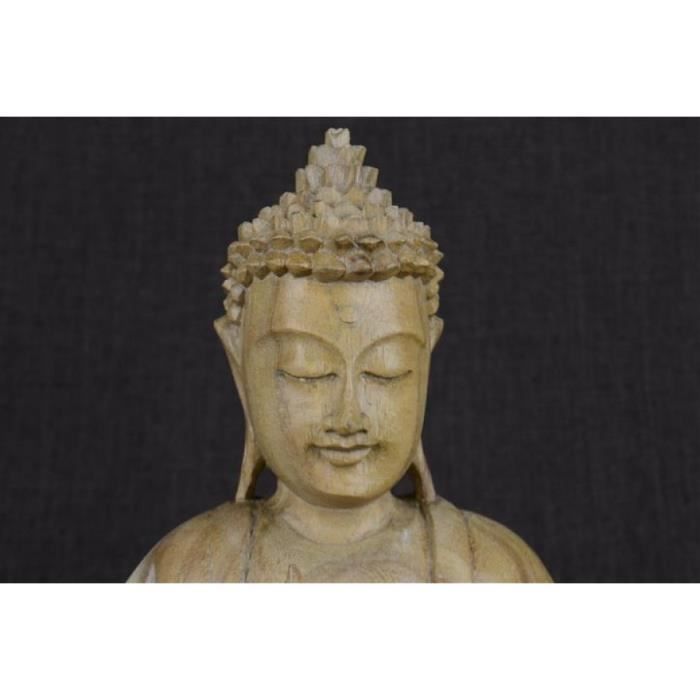 Magnifique statue de Bouddha en bois - Porte bonheur - Grand modèle