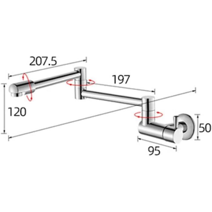 Robinet Mitigeur De Cuisine Avec Douchette Extractible Pivotant A 360 En Laiton Chrome Pour Eau Chaude Et Froide 88448266