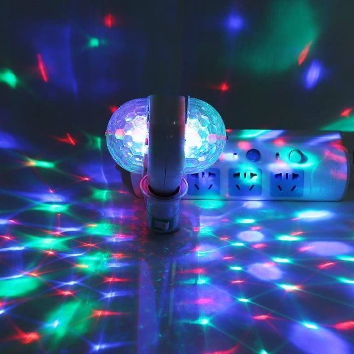 Delaman Boule à Facettes Multicolore, Boule à Facettes Multicolore Ampoule  à Led RVB E27 3W éclairage de Scène Avec Effet de Lumière Rotatif Pour  Disco Party Stage Effets de Lumière : 