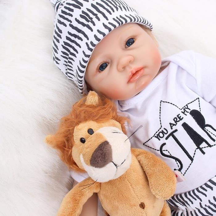 Bébé reborn Joris bébé poupée réaliste yeux ouverts vinyle 50cm