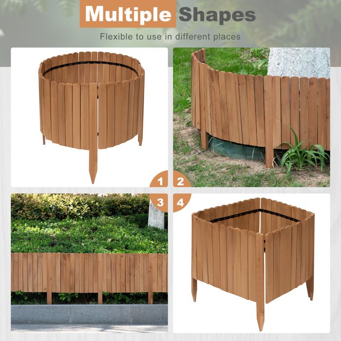 Bordure De Jardin Courte En Bois - Finition Bois Brûlé - Bordure Décorative Flexible - Clôture D