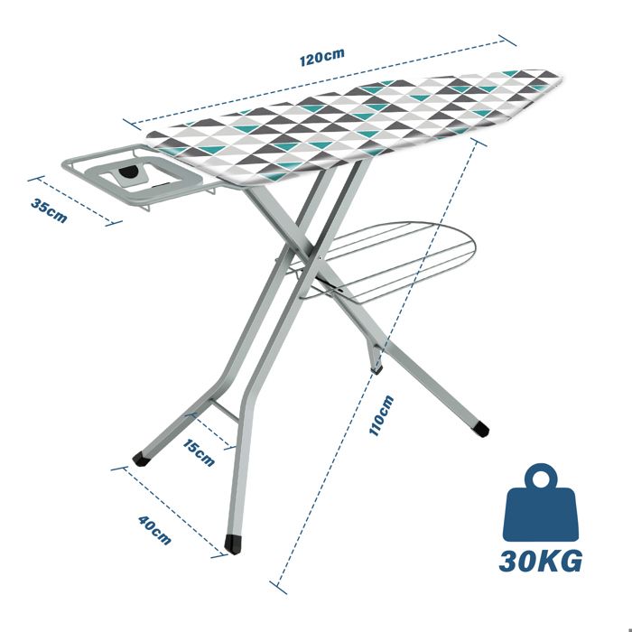 Table à Repasser 120 x 45 cm,Planche à Repasser Pliable,Hauteur Réglable, Housse en 100% Coton,Support de Fer Intégré,Feuille Verte - Maison Table à Repasser 120 x 45 cm,Planche à Repasser Pliable,Hauteur Réglable, Housse en 100% Coton,Support de Fer Intégré,Feuille Verte - Maison