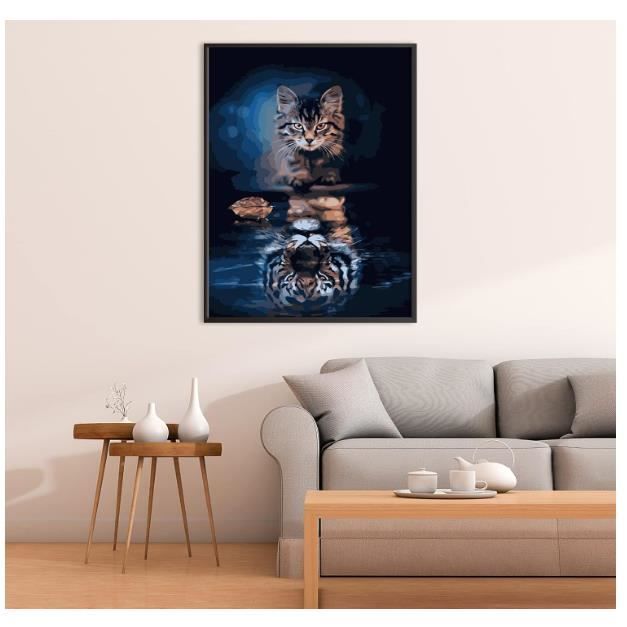 YFWUQI Kit Peinture Par Numéros Lot De 2 - Chat Et Tigre 16x16 Pouces - Peinture Acrylique DIY Adultes Enfants