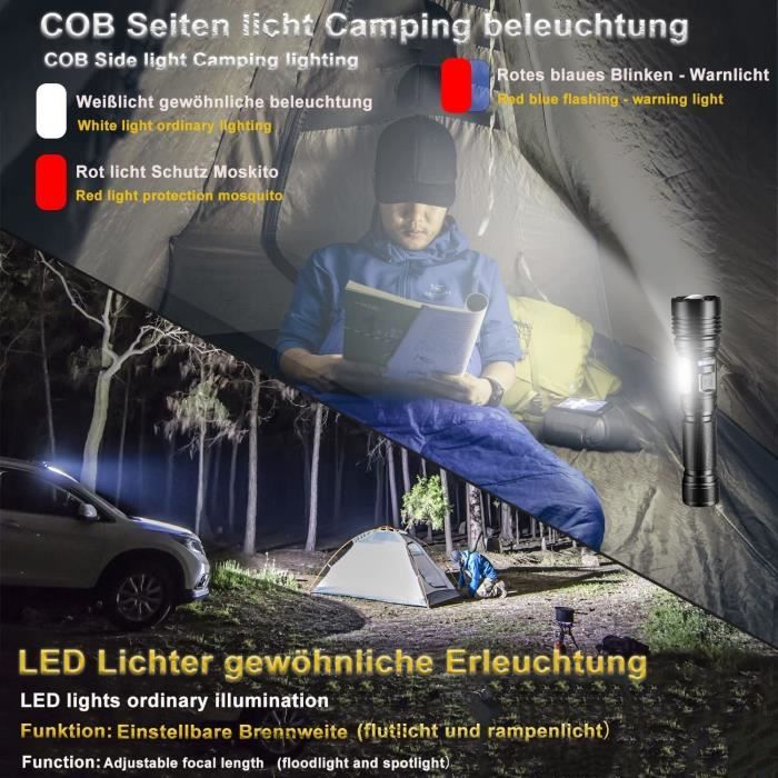 Extreme Long Shot 1,5 km Lampe de poche LED 15000 lumens Super long shot  1.5km, avec lumière latérale COB, rechargeable, IPX67 A477 - Cdiscount  Bricolage