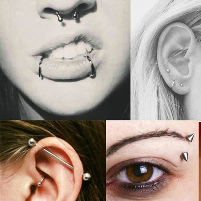 NIUSIMAN Lot De 10 Piercings Nez - Acier Inoxydable Chirurgical - Formes L, D, Spirale - 20G (0.8mm)