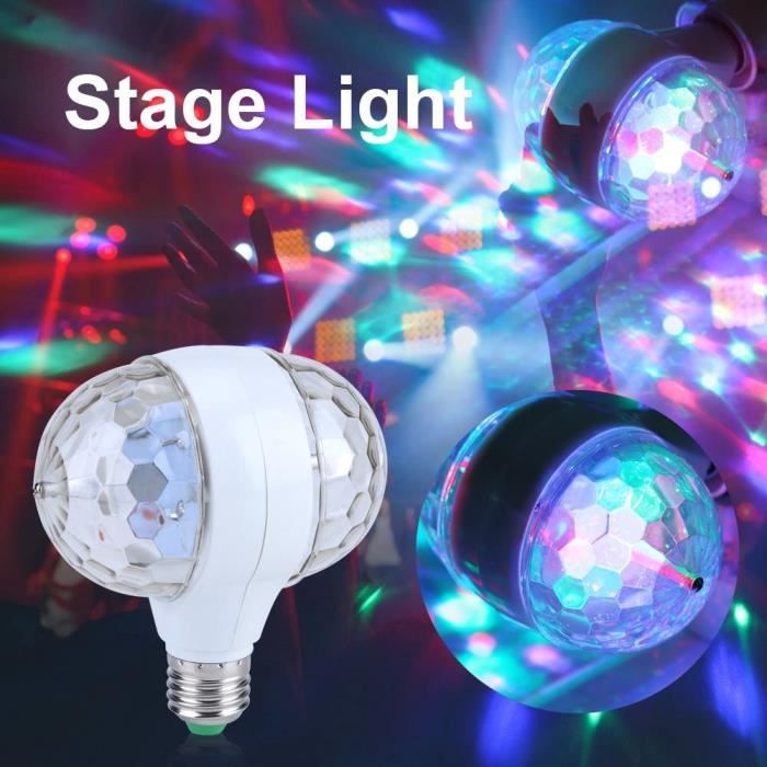 KSTEE RGB Stage Light, 3W E27 Prise RGB tournant l'ampoule colorée d'étape  de LED La lumière colorée d'étape tournante de lumière for la partie DJ