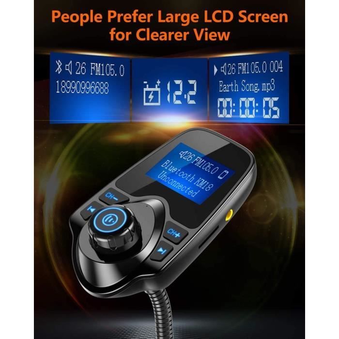 Adaptateur Bluetooth FM Pour Voiture - Double USB Charge Rapide + Lecteur USB/SD + Appel Mains Libres - Compatible Tous Smartphones - 7