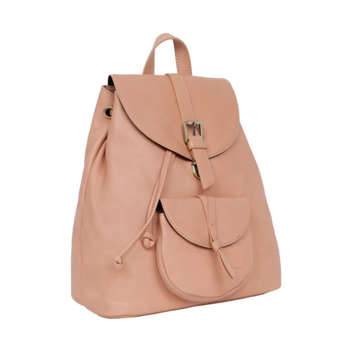 Sac a dos Hexagona cuir ref 48597 Peche 27 5 26 13 5 TU Cdiscount Bagagerie Maroquinerie