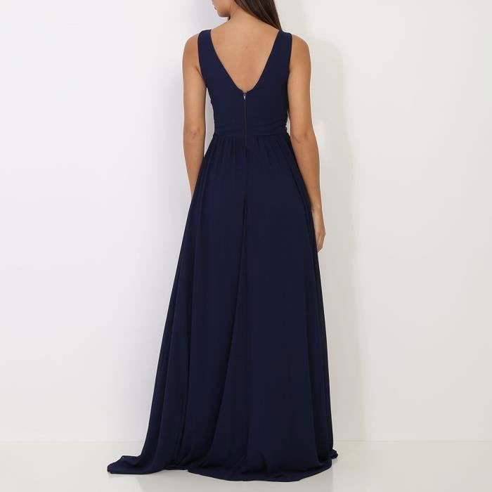 Robe longue best sale bleu marine dentelle